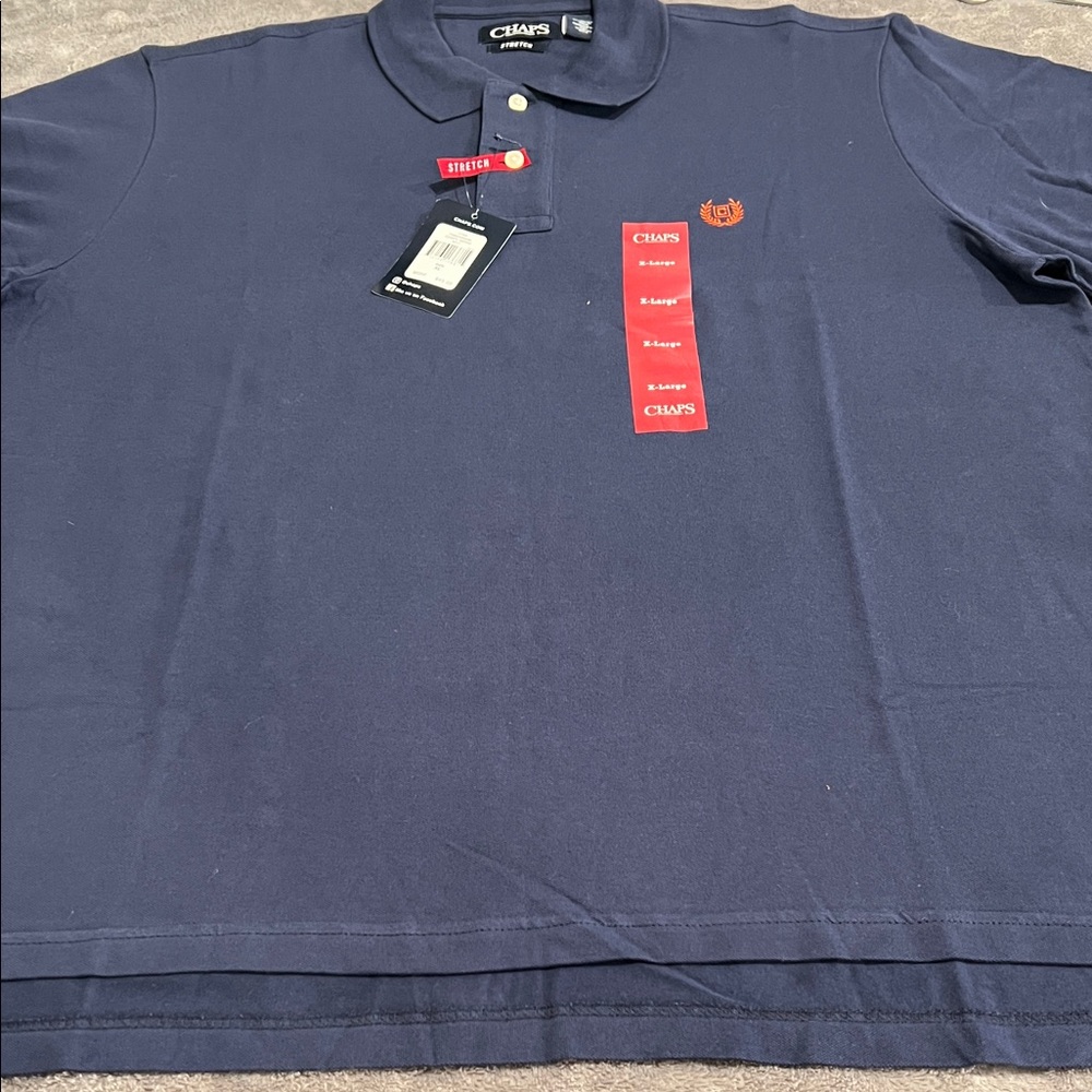 Chaps Dark Blue Polo Shirt with Orange Logo NWT